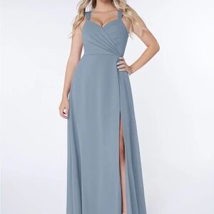 Azazie Nahrin Dusty Blue Gown